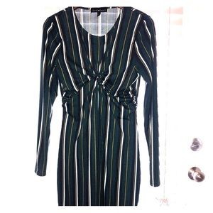 Cinched chest striped dress